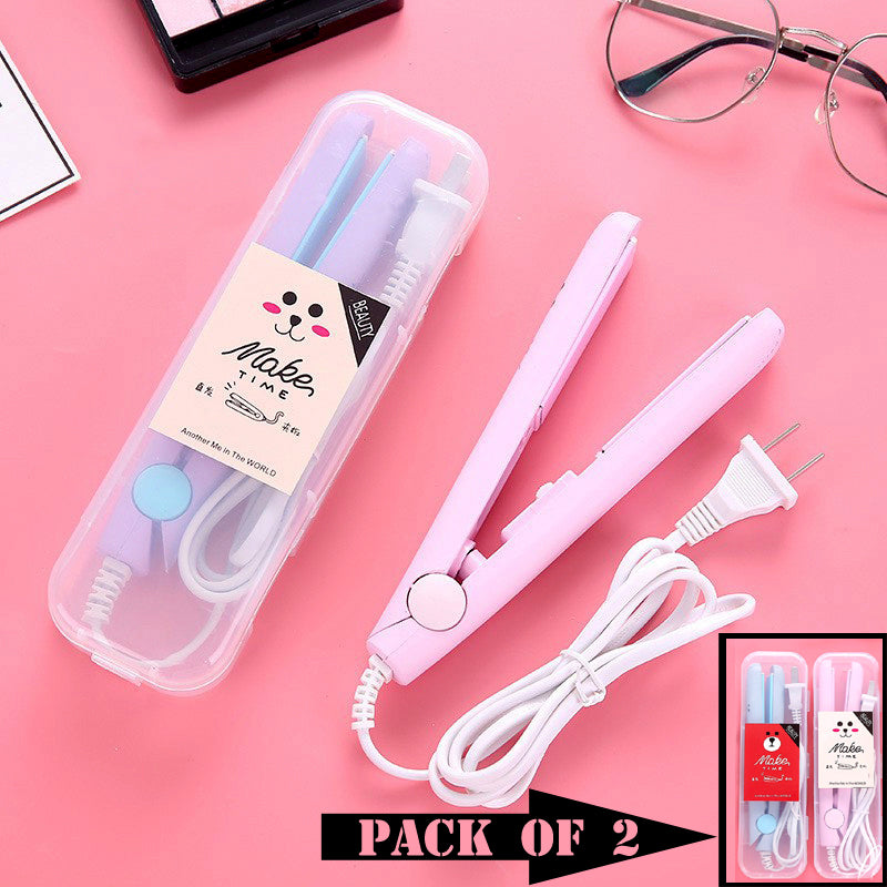 Pack Of 2 Best Quality Mini Portable Hair Straighteners With Plastic Cases