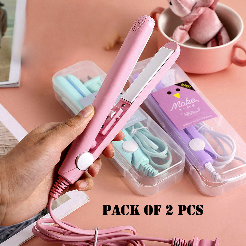 Pack Of 2 Best Quality Mini Portable Hair Straighteners With Plastic Cases