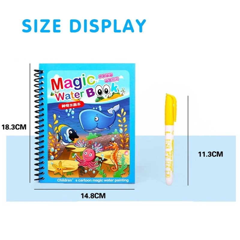 3 in 1 Offer [Sank Magic Practice 4 Books Set ( 1 Pen + 10 Refills + 4 Books ) + 8.5 inch LCD Writing Tablet Multi Colour Display + Magic Water Coloring Book] FREE DELIVERY