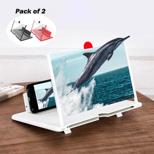 Pack Of 2 Foldable 3D Screen Magnifier Holder Stands For Mobile Phones