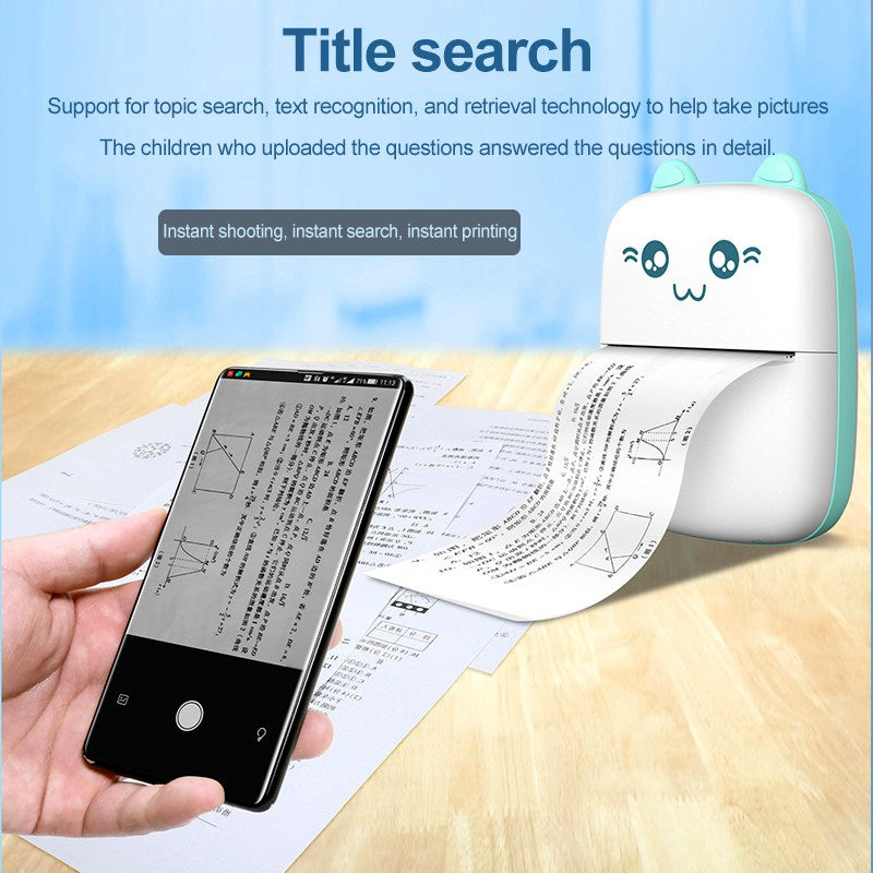 Mini Portable Pocket Size 57mm Wireless Bluetooth Cute Cat Shape Printer