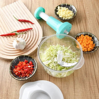 2 IN 1 DEAL OFFER (5 in 1 Stainless Steel Multifunctional Safe Manual Vegetable Slicer + Manual Press Type Vegetable Chopper Size 1.5 Ltr)