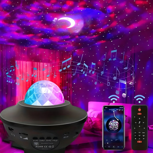 Compact Multi-Functional LED Galaxy Projector Light With Built-In Bluetooth Speaker – Portable Mini Design